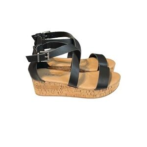 Torrid Crisscross Flat-Form Espadrille Sandals Black Corkscrew Platform 10W